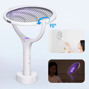 Raquete Elétrica Mata Mosquito Rotativa com Lâmpada UV